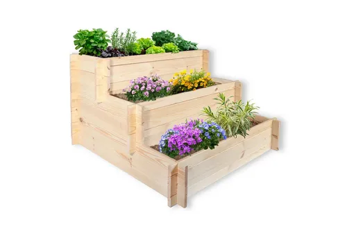 Gartenwelt Riegelsberger Kräuterbeet Stufenbeet aus Kiefer natur Kräuterbeet für Garten
