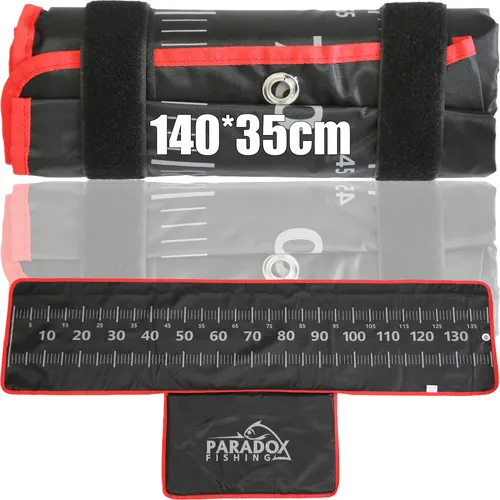 Paradox Fishing Abhakmatte mit Maßband 140*35cm - Wasserfeste Abhakmatte für Angler, mit integriertem Maßband für präzise Messungen und ideal für den Einsatz am Wasser.