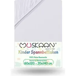 Jersey Kinder Spannbettlaken 60x120 cm - 70x140 cm Weiss 100% Baumwolle - Weiß