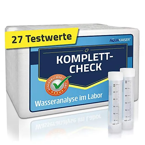 Produktbild Aquakaiser Wassertest – Komplett-Test auf die gängigsten Schwermetalle, Bakterien, Mineralstoffe, Wasserhärte... – inkl. Kühlbox und Laboranalyse