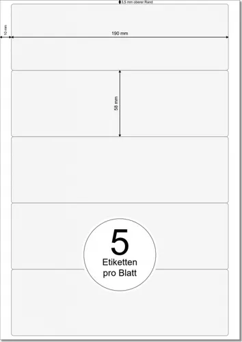 PRINTATION Papier-Etiketten (B190xH58mm) 25xA4 à 5 Eti. (z.B. als Rückenschild) 1558454-NP