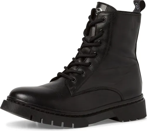 Schnürboots TAMARIS, Damen, Gr. 42, schwarz - Wanderschuhe, klassische Schnürstiefelette aus Leder und Lederimitat, ideal für lange Spaziergänge mit komforabeler Passform und herausnehmbarer Innensohle.
