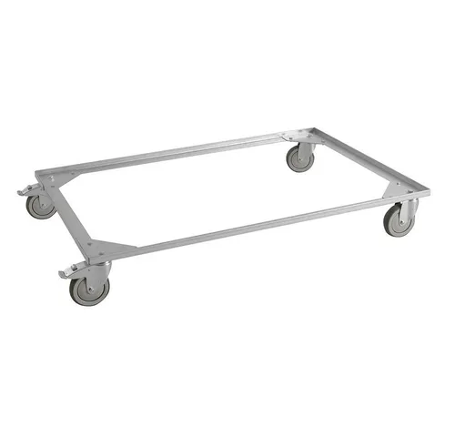 OSWALD Transportwagen Paletten-Fahrgestell – Niedrig, 150 kg Tragfähigkeit - Transportwagen für EUR Paletten 1.200 x 800 mm, aus verzinktem Aluzink Stahlblech mit 4 Lenkrollen (2 mit Bremse) für einfachen Transport und hohe Stabilität.