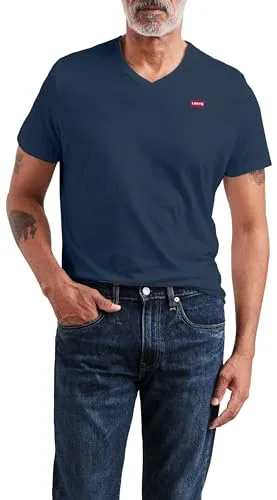 Levi's Herren Original Housemark V-Neck T-Shirt, Dress Blues, S