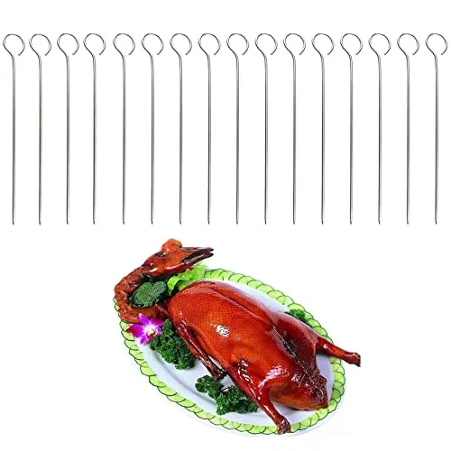 SHULLIN 16 Stück Fleischspieße Edelstahl Grillspieß Schaschlikspieße 20 cm Lange Grillspieße Rouladennadeln Metallspieße Grill Kabob Spieße 100% Lebensmittelqualität rostfrei stabil