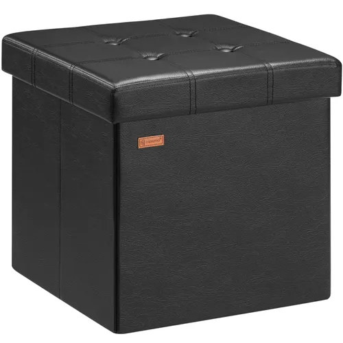 Casaria Sitzhocker mit Stauraum, Faltbar und Gepolstert - Sitzhocker in Schwarz, bietet praktischen Stauraum und ist bis zu 300 kg belastbar – ideal für jedes Zuhause.