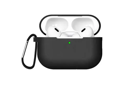 CoolGadget Kopfhörer-Schutzhülle Basic Silikon Hülle für AirPods Pro 2 Schutzhülle mit Karabiner, Soft Touch Case, stoßfest, rutschfest, 360° Schutz, kabellos ladbar