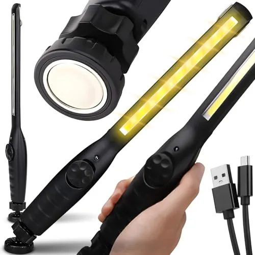 Retoo LED Arbeitsleuchte Taschenlampe Werkstattlampe Akku, Magnetischen arbeitslampe für Auto Reparatur, Werkstatt, Garage, Camping, Notbeleuchtung, Inspektionsleuchte mit Haken, COB Handlampe
