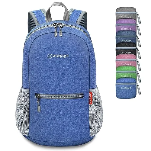 ZOMAKE Faltbarer Rucksack Klein Ultraleicht,10L Wanderrucksack Kleiner Leicht für Damen Herren,Reise Mini TagesrucksäCke Faltbar für Kinder und Jugendliche(Tiefblau)