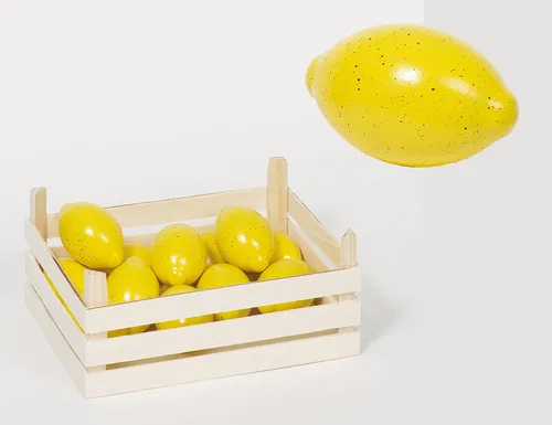 ZITRONEN 12x + 1x HOLZKISTE für den Kaufladen Spielobst Holz Zitrone Holzobst