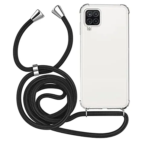 MyGadget Handykette für Samsung Galaxy A12 5G - [ TPU Hülle mit verstellbaren Band ] - Handyhülle mit Handyband zum Umhängen Kordel Schnur Case Schutzhülle - Schwarz