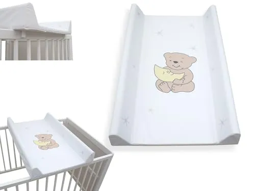 Wickeltischauflage 80x50 cm - Phthalatfrei und weich - Wickeltisch - Wickelbrett 80x50 cm mit besonders weicher Polsterung und hohem Rand für Sicherheit. Schadstoffgeprüft, abwischbarer Bezug, ideal für verschiedene Unterlagen.