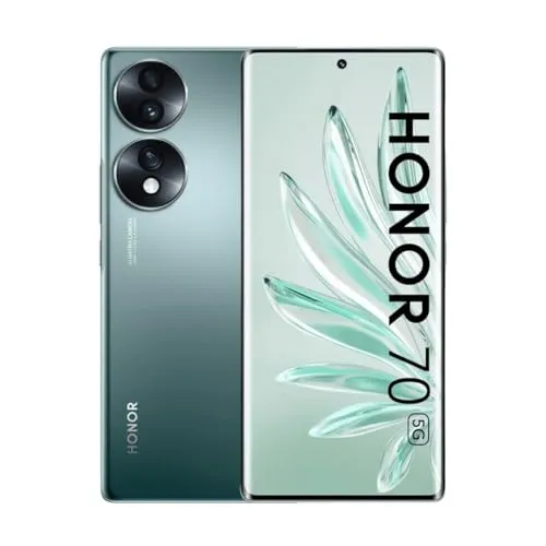 Honor 70 128GB Speicher Grün FNE-NX9 - Handy mit 6.67 Zoll Display und 54 MP Kamera, ideal für Fotografie-Enthusiasten. Dual SIM und leistungsstarker 778G Plus Prozessor für flüssige Performance.