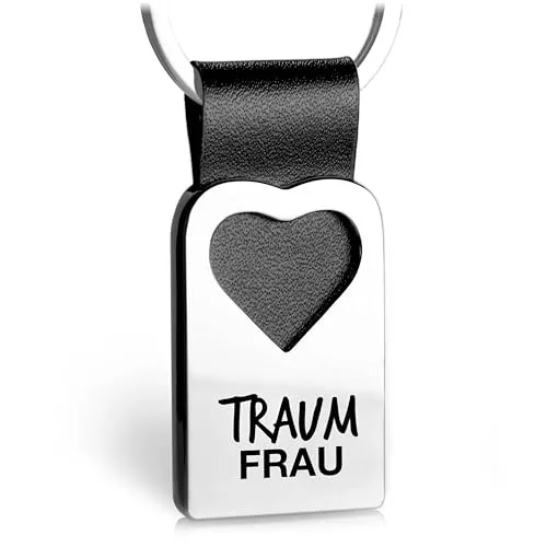 FABACH Herz Schlüsselanhänger mit Gravur aus Leder - Partner Geschenk Anhänger für Ihren Lieblingsmensch - Traumfrau
