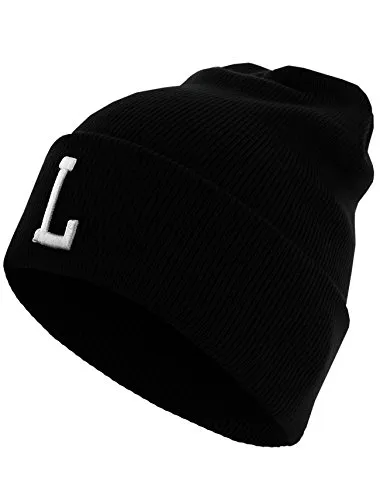 MSTRDS Unisex Letter Cuff Knit Beanie – Strickmütze mit 3D-Buchstaben-Stick, personalisierbar mit Alphabet-Buchstabe, weiches Material & cooler Fit, L, one size