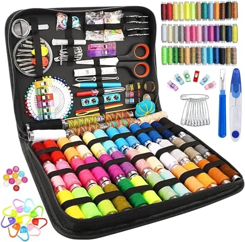 Nähset mit,Nähzubehör,264 komplettes Nähzeug,43 Garnrollen enthalten,komplettes Nähzeug für Anfänger,Reisende,Verwandte und Freunde,Komplettes Nähkästchen,Nähgarn Set (264SET)