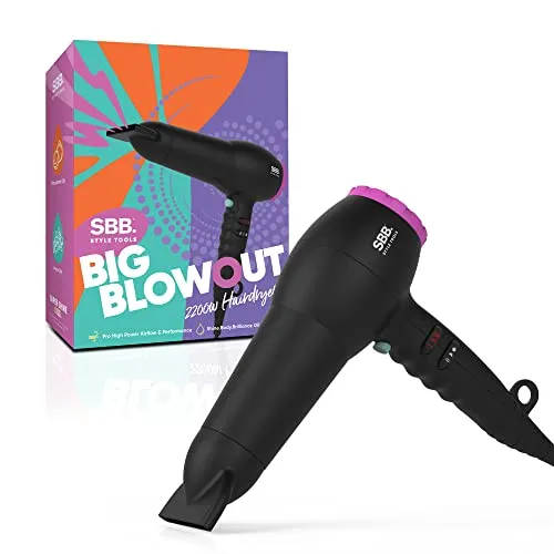 SBB Style Tools – Big Blowout Power 2200W Hair Dryer – Leicht, schnelles Trocknen, 4 Hitze- und 2 Geschwindigkeitsstufen mit Macadamia- und Argan-Haaröl für Frizz-Kontrolle