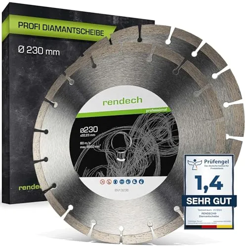2x Profi Diamantscheibe 230mm - Hochleistungs-Trennscheibe für Stein, Beton, Granit & mehr - Diamant-Trennscheiben mit 10mm Segmenten für sauberes Schneiden und lange Lebensdauer. Ideal für professionelle Anwendungen und kompatibel mit gängigen Winkelschleifern.