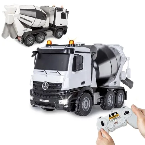 JAMARA Mercedes-Benz Arocs Liebherr 1:20 - Offizieller RC Betonmischer mit 4-Radantrieb - RC-Modelle, offiziell lizenziert mit drehbarer Mischtrommel und Rückfahrwarnsound für realistisches Baustellen-Feeling.