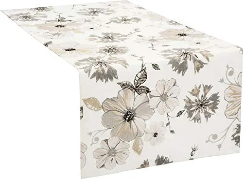 Erwin Müller Tischläufer, Tischdecke Blumen Blume Größe 50x150 cm - robuste Qualität, mit hochwertigem Kuvertsaum und Fleckschutz ausgerüstet, 100% Baumwolle