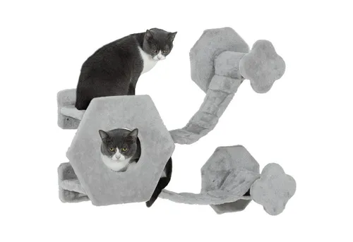 PawHut Katzen Kletterwand – Vielseitiger Spielspaß für Ihre Katze - Katzenkratzzubehör & Teile: Diese Kletterwand bietet eine gemütliche Katzenhöhle, Leitern und Spielball für endlosen Spaß und Bewegung – ideal für Katzen bis 5 kg.