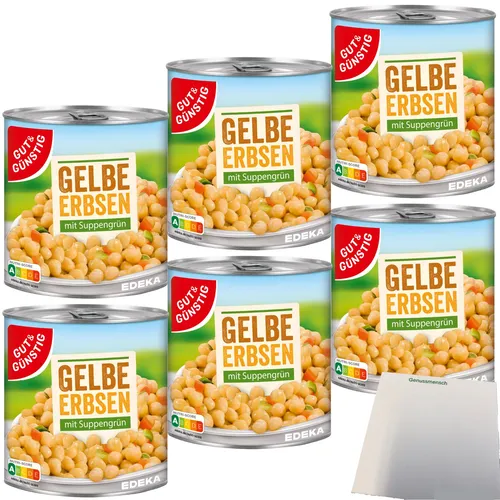 Gut&Günstig Gelbe Erbsen mit Suppengrün 6er Pack - Suppen - Leckere Gelbe Erbsen mit Suppengrün in praktischer Dose, ideal für eine schnelle und gesunde Mahlzeit.