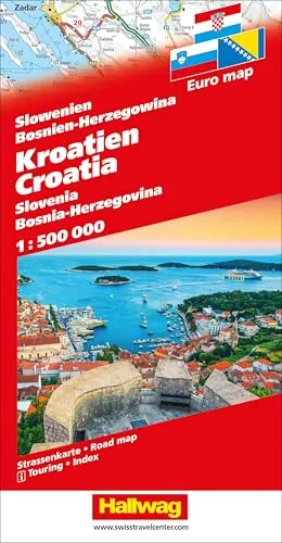 Hallwag Strassenkarte Kroatien 1:500.000: Mit Slowenien und Bosnien-Herzegowina. Inkl. Transitpläne, Ortsverzeichnis und Reiseinformationen
