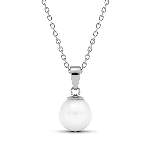 Nagel Jewellery Silber Anhänger Pure Pearl - Ketten für Damen, stilvoller Anhänger aus 925 Sterling Silber, vergoldet mit 18K Weißgold und einer eleganten Perle, ideal als Weihnachtsgeschenk oder für besondere Anlässe.
