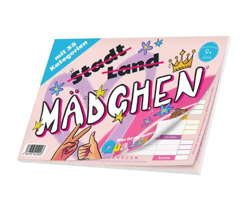 Quatschkopf Mädchen, Stadt Land Fluss Girls Mädels Variante, Spielblock DIN A4