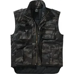 Brandit Ranger Vest in Dark Camo, Größe L - Herren-Westen mit 32 großen Taschen, ideal für Outdoor-Aktivitäten und beste Tragekomfort dank Baumwollfutter und verlängerter Rücken.