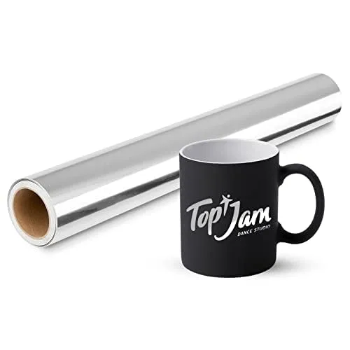 Prime Vinyl Metallisch Silver Vinylfolie Plotter -30,5cmx305cm- Plotterfolie Chrom Silver Vinyl Rollen, Permanente Selbstklebende Vinylfolie für Cricut und Anderen Bastelschneidern