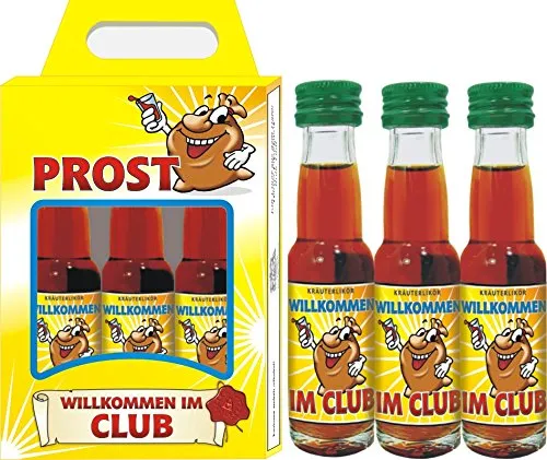 3er Kräuterlikörbox Kräuterlikör Box 3 x 0,02 L 32% vol. für Männer Männergeschenk verschiedene Anlässe Hobby zum Geburtstag Alter Sack Zum Wohl Prost (Prost Willkommen im Club 52017)