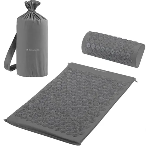 Navaris 2in1 Akupressur Massage Set - Matte & Kissen - Akupressur Set mit Matte und Kissen für entspannende Anwendungen. 6210 Nadelspitzen für die Matte und 1972 für das Kissen unterstützen die Entspannung nach TCM.