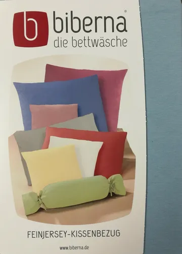 Biberna Kissenbezug Hellblau 40 x 40 cm 2 Stück  Feinjersey 100% Baumwolle