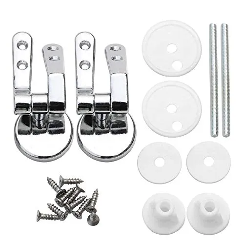 TRIXES 1x Paar verchromte WC Sitz Scharniere für Holz Sitze inkl. Armaturen, Ersatzscharniere WC-Sitz Ersatzteile für WC Toilettendeckel Befestigung