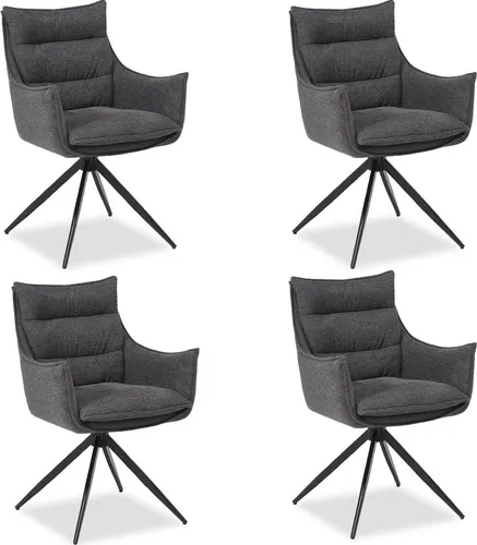Homestyle4u Polsterstuhl 4er Set Drehbar Anthrazit