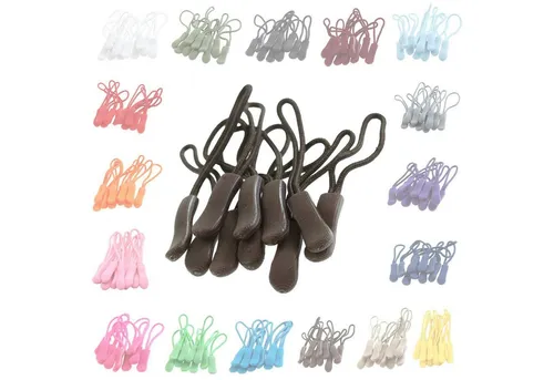 maDDma Reißverschluss 10 Zipperschlaufen Reißverschlussanhänger Verlängerung Farbwahl, dunkelkhaki