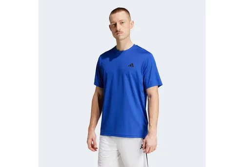 adidas Herren Train Essentials Training Tee, semi Lucid Blue/Black, S - T-Shirt für Herren, hergestellt aus 100 % recyceltem Polyester, bietet AEROREADY Technologie für optimalen Feuchtigkeitstransport und uneingeschränkte Bewegungsfreiheit beim Training.