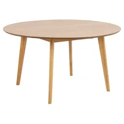 AC Design Furniture Roxanne Runder Esstisch für 5 Personen - Esszimmertisch in Eichenoptik, ideal für gemütliche Mahlzeiten und Gespräche. Platzsparend und modern im Retro Stil, leicht zu montieren.