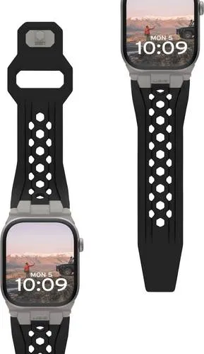 Monarch Strap black/titanium für Apple Watch 49mm/46mm/45mm/44mm/42mm - Smartwatch Zubehör mit robustem Fluor-Elastomer und Gummi für höchsten Tragekomfort und stilvolles Design.