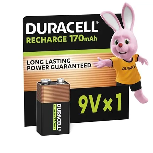 DURACELL Accu 9V (HR22) B1 - Langlebiger 170mAh NiMH Akku mit Duralock-Technologie, vorgeladen und ideal für Digitalkameras und Gamecontroller