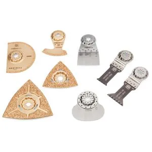 Fein Multifunktionswerkzeug-Zubehör 35222967140 - Profi-Set Heizung Sanitär, 8-teiliges Starlock Max-System für schnellen Blattwechsel und vielseitige Anwendungen in Holz, Kunststoff und Metall