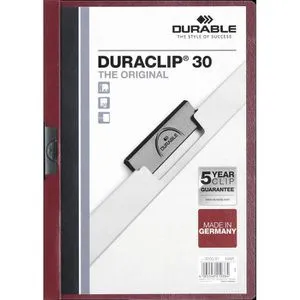 Durable Klemmhefter 2200-31, Duraclip, A4, für 30 Blatt, dunkelrot