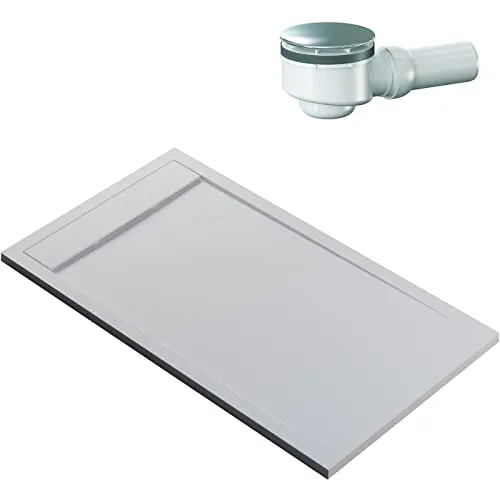 BERNSTEIN Duschtasse 160x90 cm - Flache Bauhöhe & Rutschfeste Oberfläche - Duschkabinen & -wände: Hochwertige Mineralguss-Duschwanne mit rutschfester Oberfläche, ideal für sichere und stilvolle Duscherlebnisse.