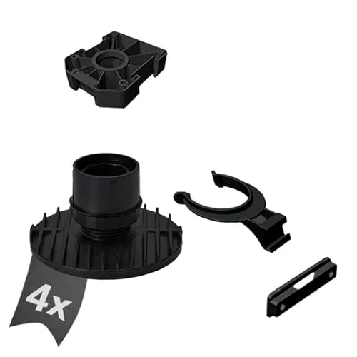 siwitec 4 x Sockelfuss Komplett-Set, Schwarz, 50 mm inkl. Blendenhaltern und -kammern und Gleitern zum Anschrauben, Traglast 200 kg pro Fuß, Schwarz, Füsse für Schränke, Füße für Möbel