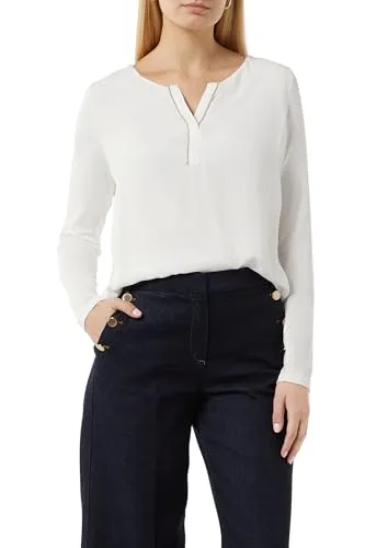 Stylisches Damen T-Shirt mit V-Ausschnitt - Damen T-Shirt mit langen Ärmeln, Regular Fit und trendiger Applikation, perfekt für lässige Looks und jeden Anlass.