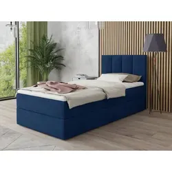 Boxspringbett Star Mini - Einzelbett mit Bettkasten und Topper - Stylisches Polsterbett mit integriertem Bettkasten für Bettwäsche. Luxus Bonell-Matratze und hochelastischer Matratzentopper inklusive. Ideal für Schlafzimmer oder Jugendzimmer.