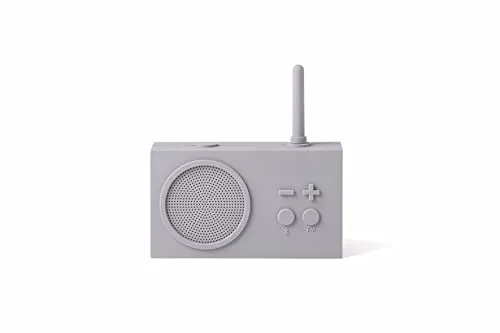 Lexon TYKHO 3 Tragbarer Bluetooth Lautsprecher mit FM Radio, Wasserdicht und Wiederaufladbarer Akku - Grau