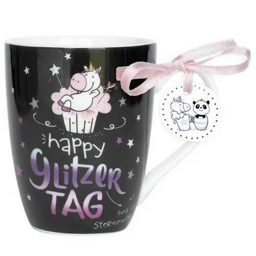Sheepworld - 45349 - Kaffeetasse,  Einhorn, Happy Glitzer Tag, Porzellan, 380ml