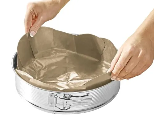 Pagen® 2 Dauerbackfolie für Backformen – wiederverwendbar, hitzebeständig & antihaftbeschichtet – mehrweg Backpaier spülmaschinenfest – braun - 2er Set (rund und eckig) – 20x32cm & Ø26cm 3